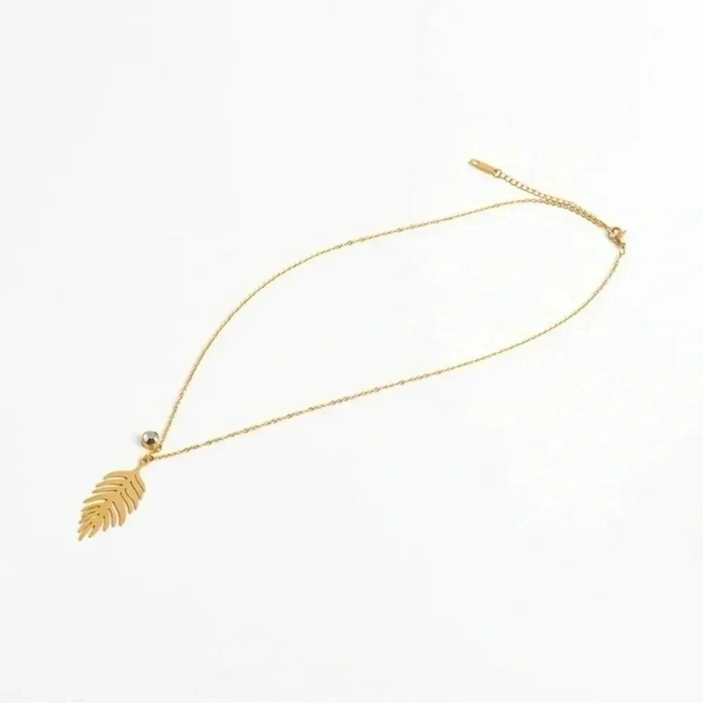 Palm Leaf Necklace Summer Beach Gold Boho 18k Gold